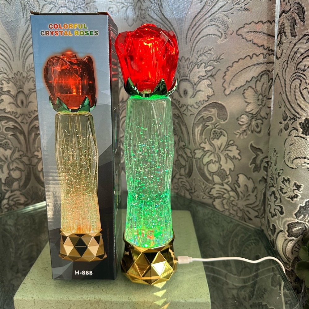 Colorful Crystal Rose Lamp